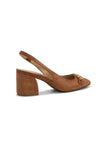 NYDJ Sanya Slingback Heels In Suede - Cognac