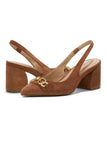 NYDJ Sanya Slingback Heels In Suede - Cognac