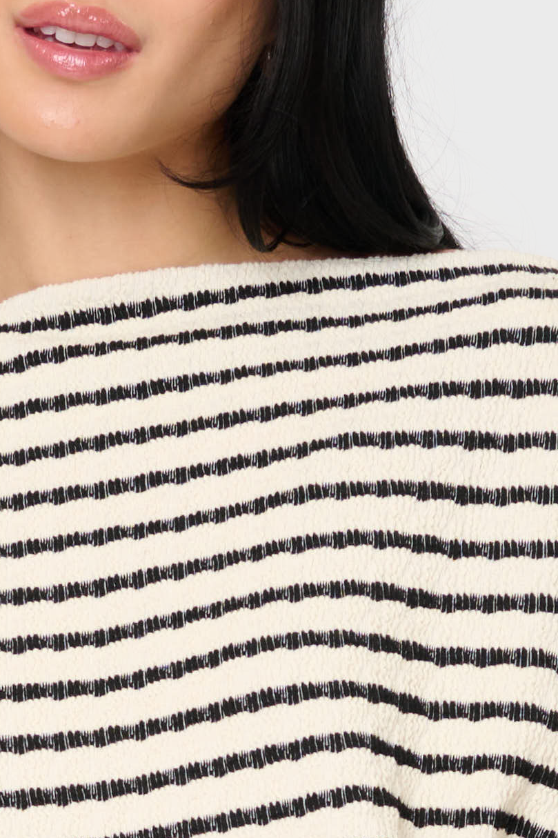 NYDJ Slouchy Open Neck Striped Knit Top by Gibsonlook  - Slouchy Open Neck Striped Knit Top by Gibsonlook