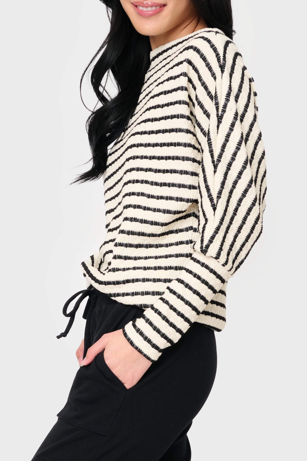 NYDJ Slouchy Open Neck Striped Knit Top by Gibsonlook  - Slouchy Open Neck Striped Knit Top by Gibsonlook