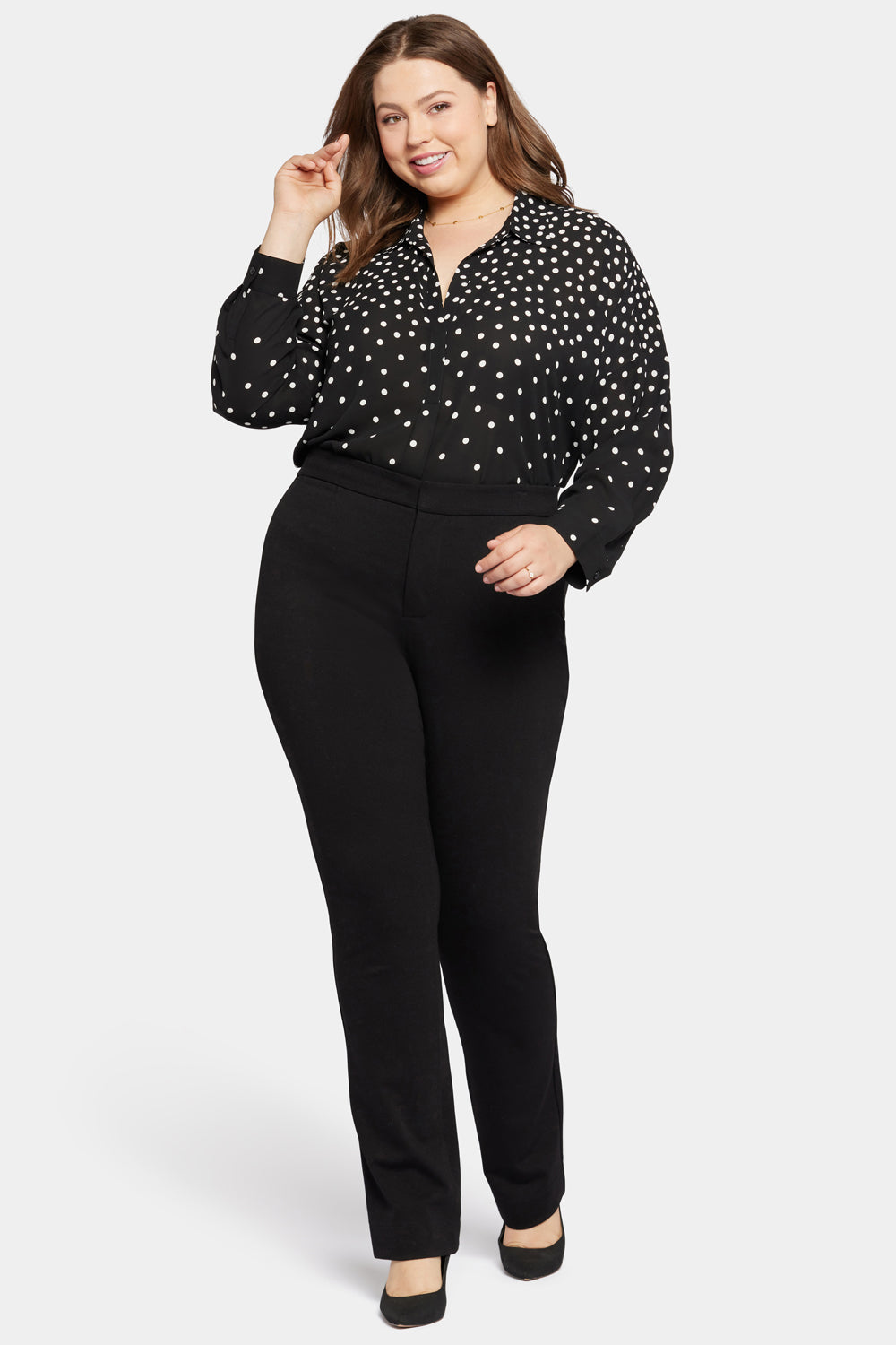 NYDJ Slim Trouser Pants In Plus Size In Ponte Knit - Black
