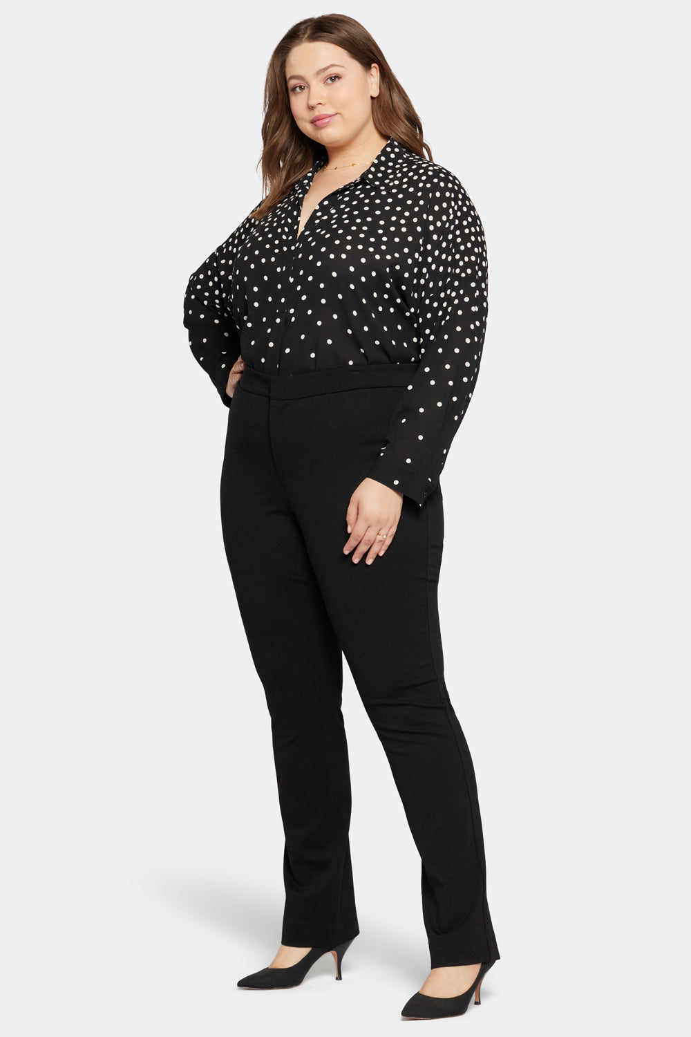 NYDJ Slim Trouser Pants In Plus Size In Ponte Knit - Black