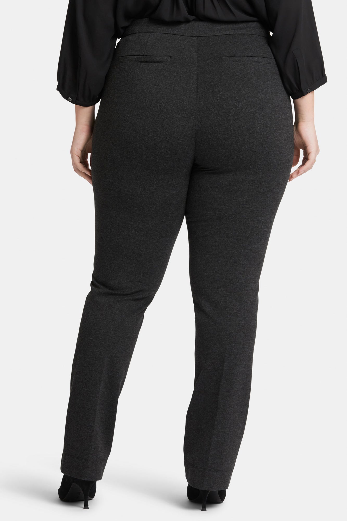 NYDJ Slim Trouser Pants In Plus Size In Ponte Knit - Charcoal Heathered