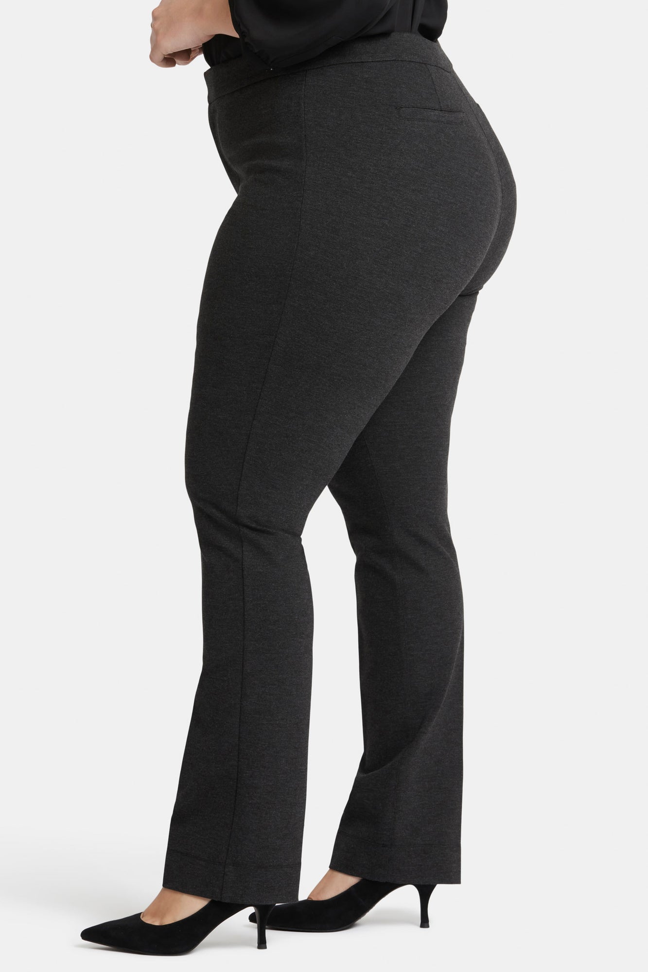 NYDJ Slim Trouser Pants In Plus Size In Ponte Knit - Charcoal Heathered