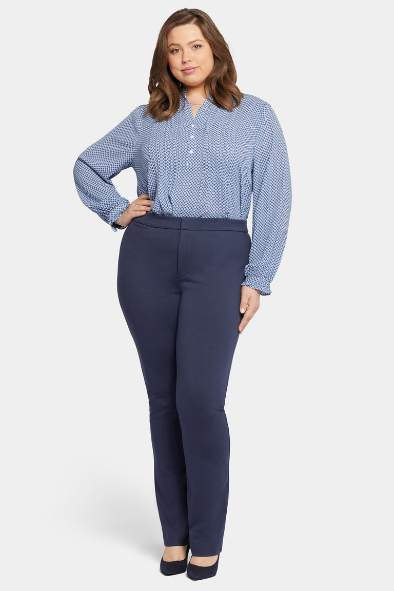 NYDJ Slim Trouser Pants In Plus Size In Ponte Knit - Oxford Navy
