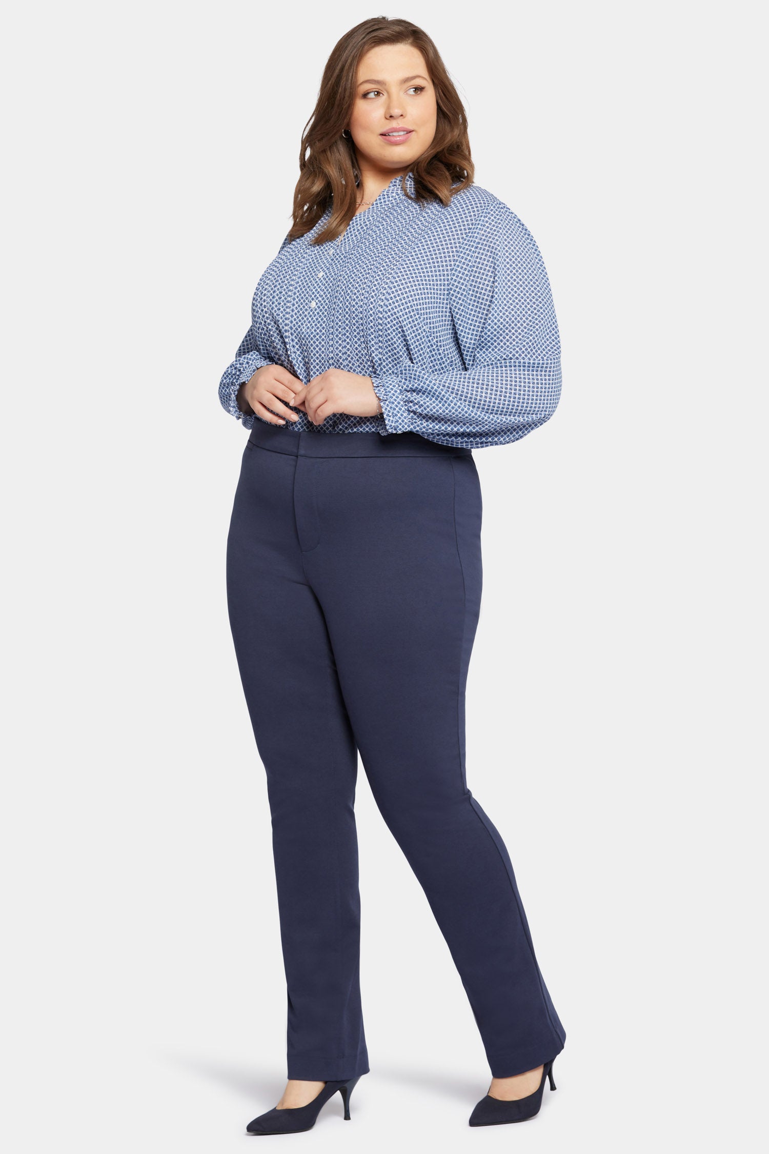 NYDJ Slim Trouser Pants In Plus Size In Ponte Knit - Oxford Navy
