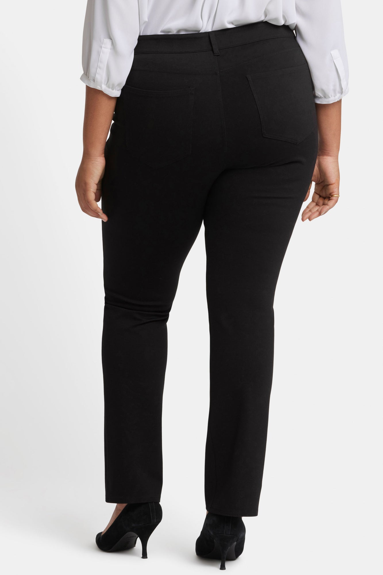 NYDJ Marilyn Straight Pants In Plus Size In Ponte Knit - Black