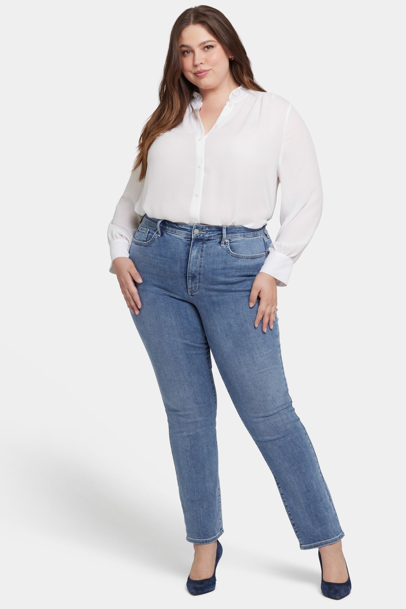 NYDJ Marilyn Straight Jeans In Plus Size With High Rise And 31