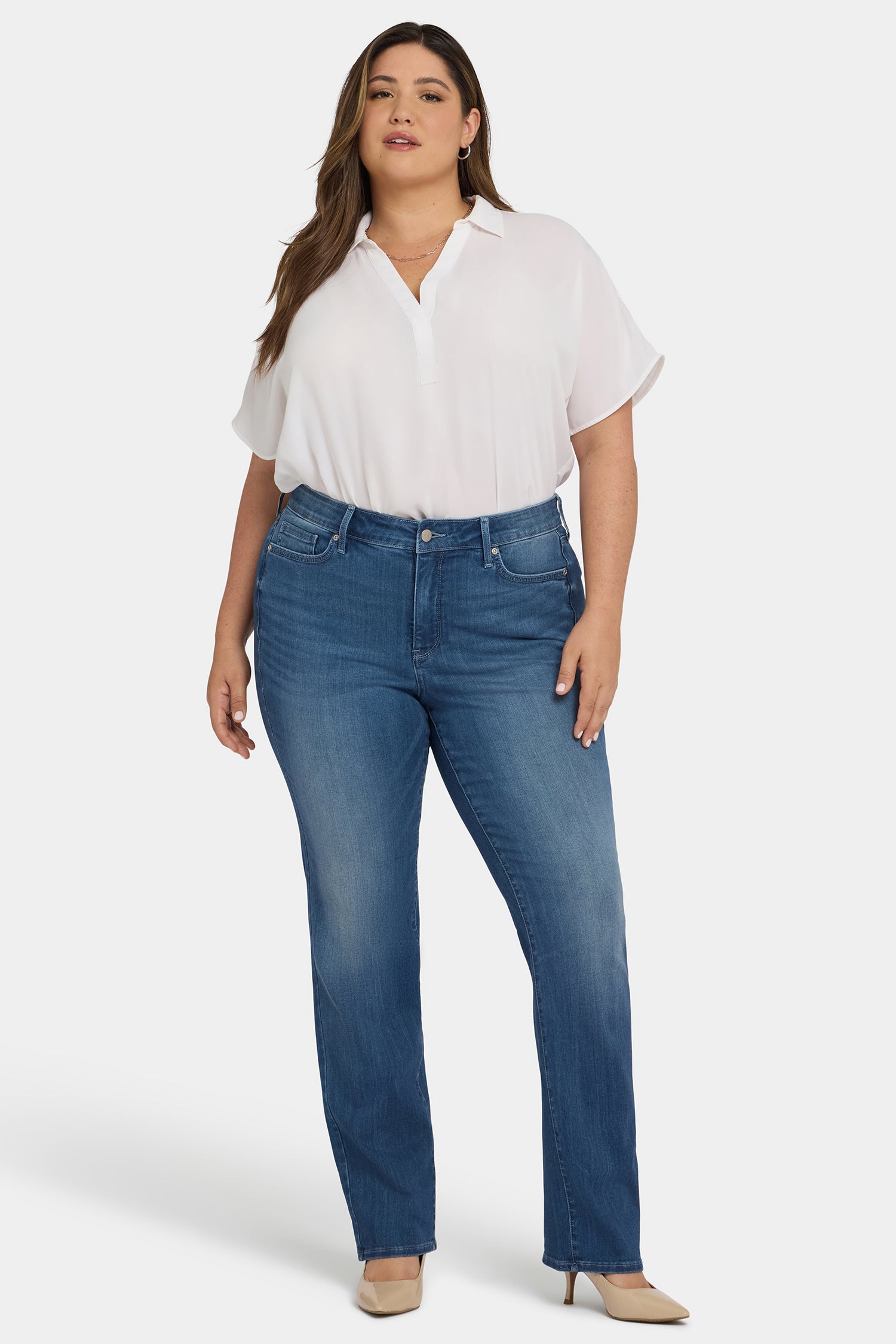 NYDJ Marilyn Straight Jeans In Plus Size In Sure Stretch® Denim - Cool Marine