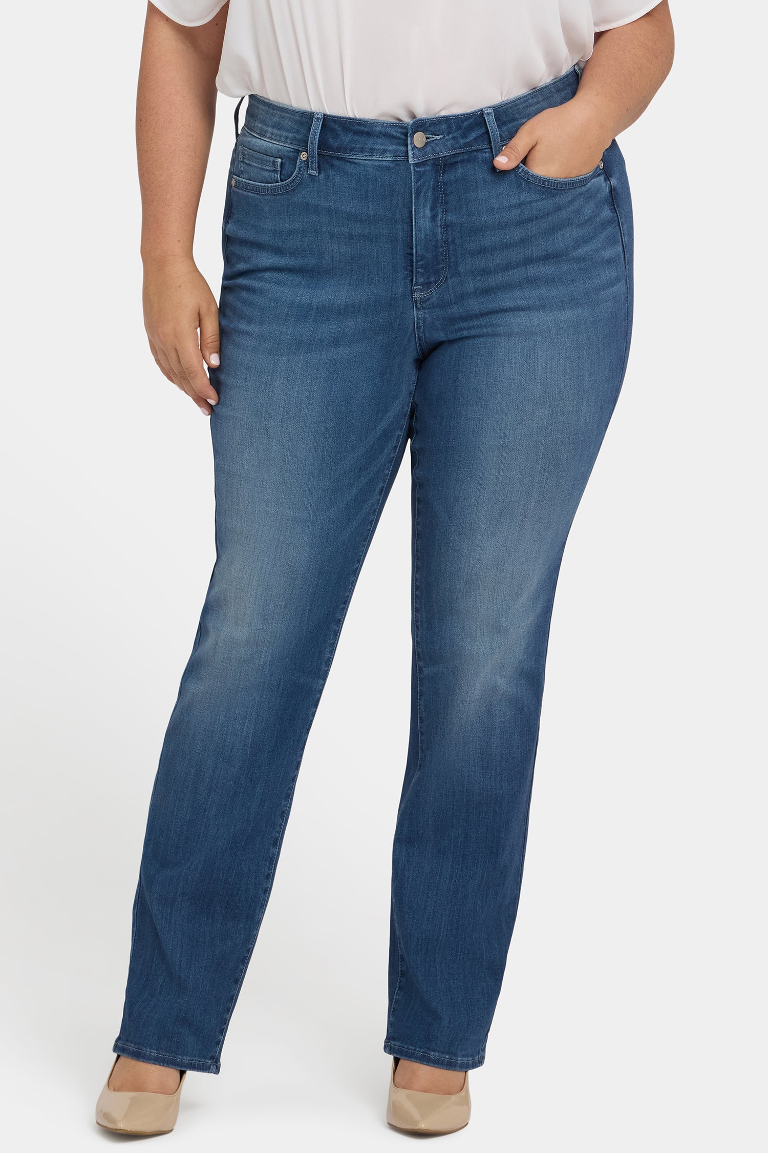 NYDJ Marilyn Straight Jeans In Plus Size In Sure Stretch® Denim - Cool Marine