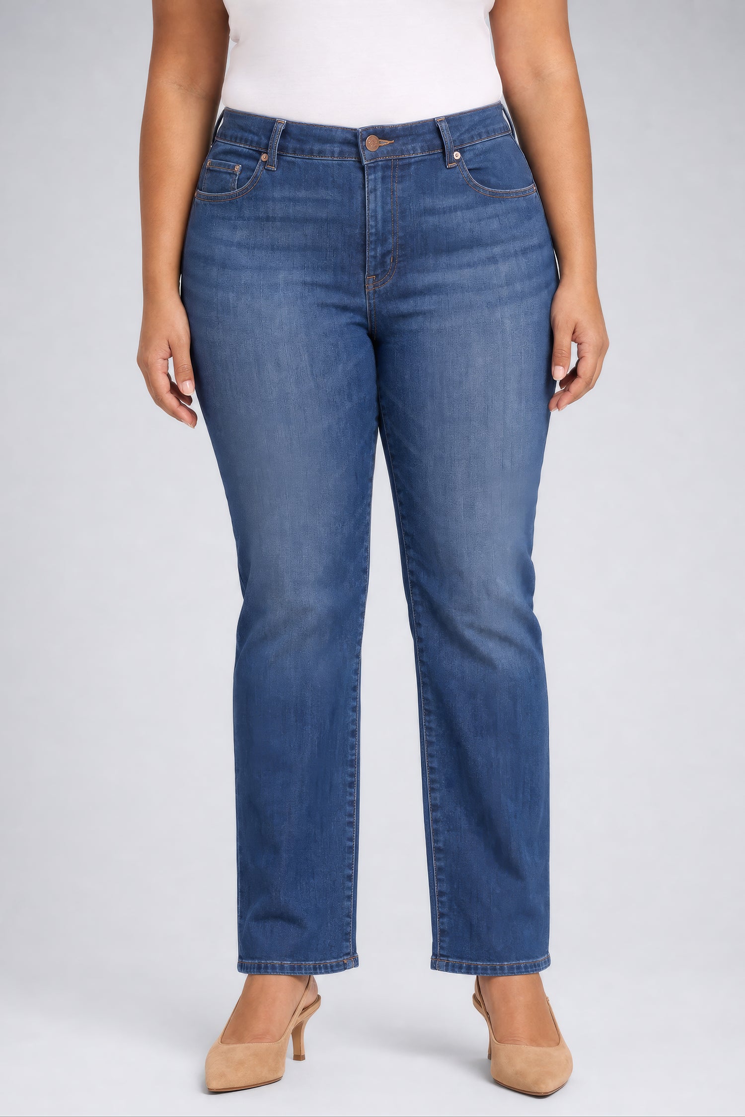 NYDJ Marilyn Straight Jeans In Plus Size In Sure Stretch® Denim - Elm