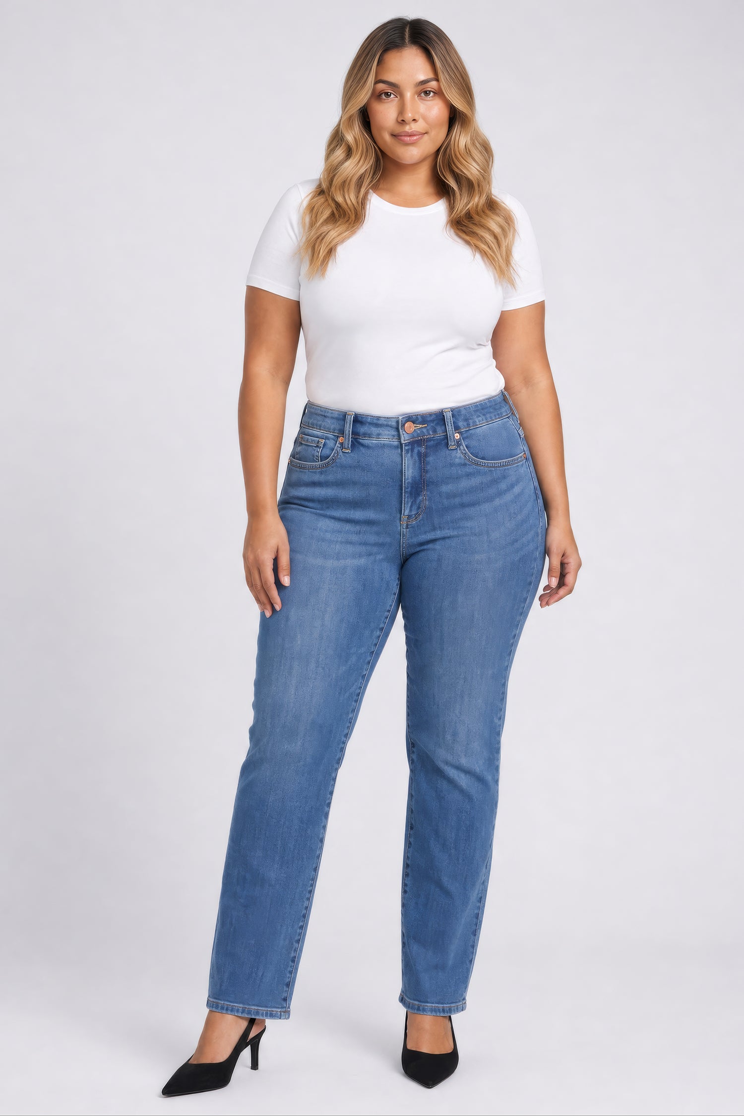 NYDJ Marilyn Straight Jeans In Plus Size In Sure Stretch® Denim - Redwood