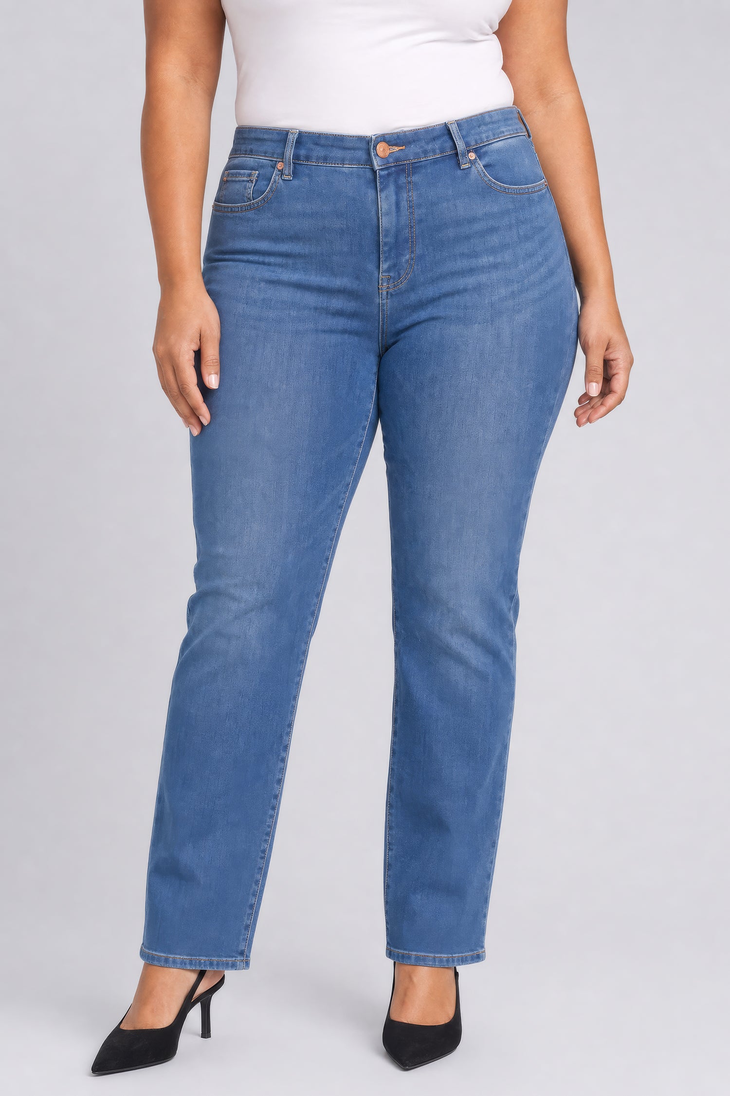 NYDJ Marilyn Straight Jeans In Plus Size In Sure Stretch® Denim - Redwood