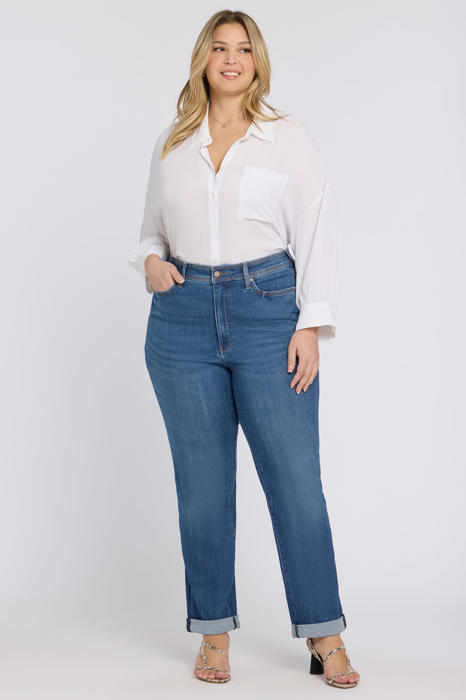 NYDJ Marilyn Straight Jeans In Plus Size In Sure Stretch® Denim With High Rise And Triple Stitching - Wild River