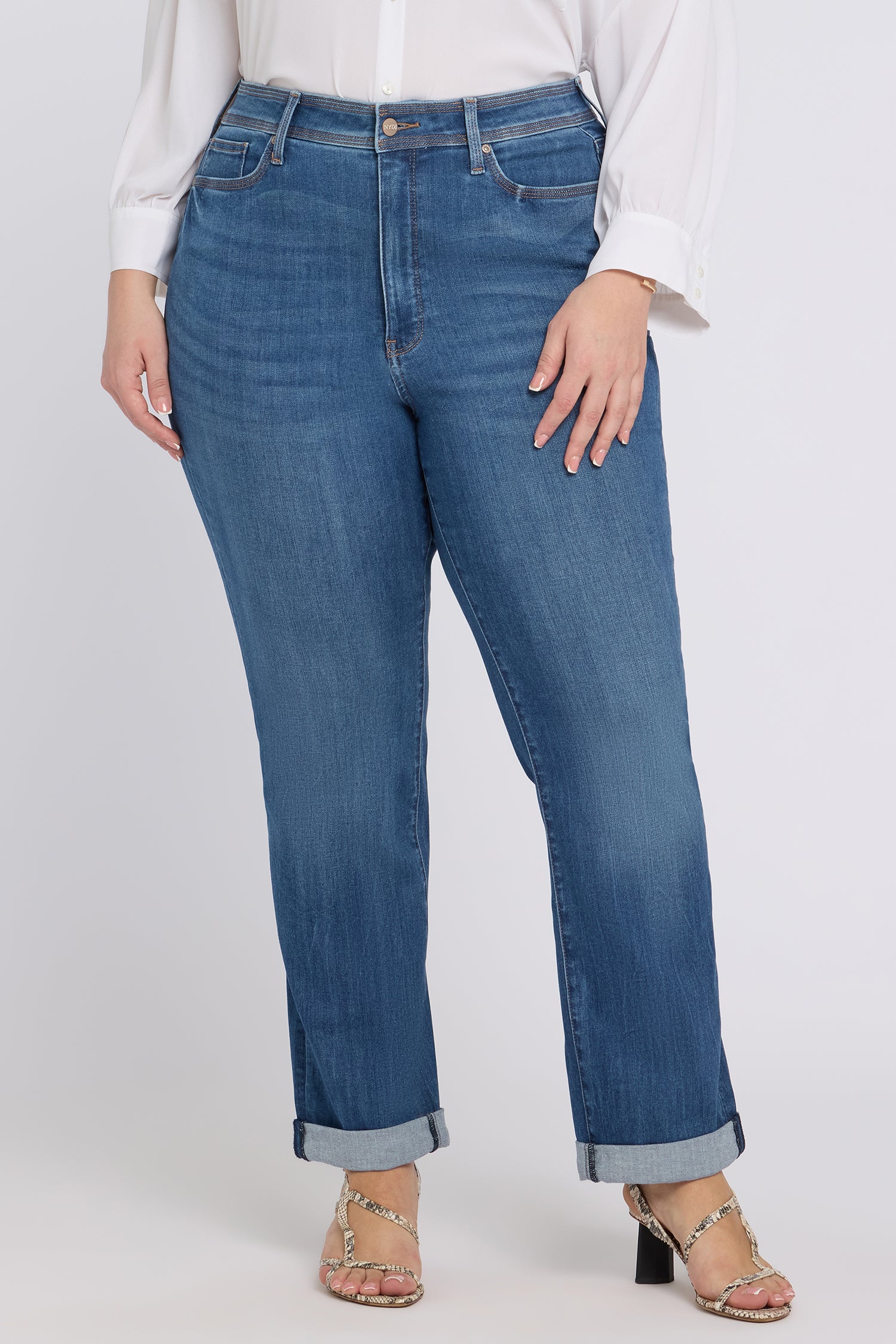 NYDJ Marilyn Straight Jeans In Plus Size In Sure Stretch® Denim With High Rise And Triple Stitching - Wild River