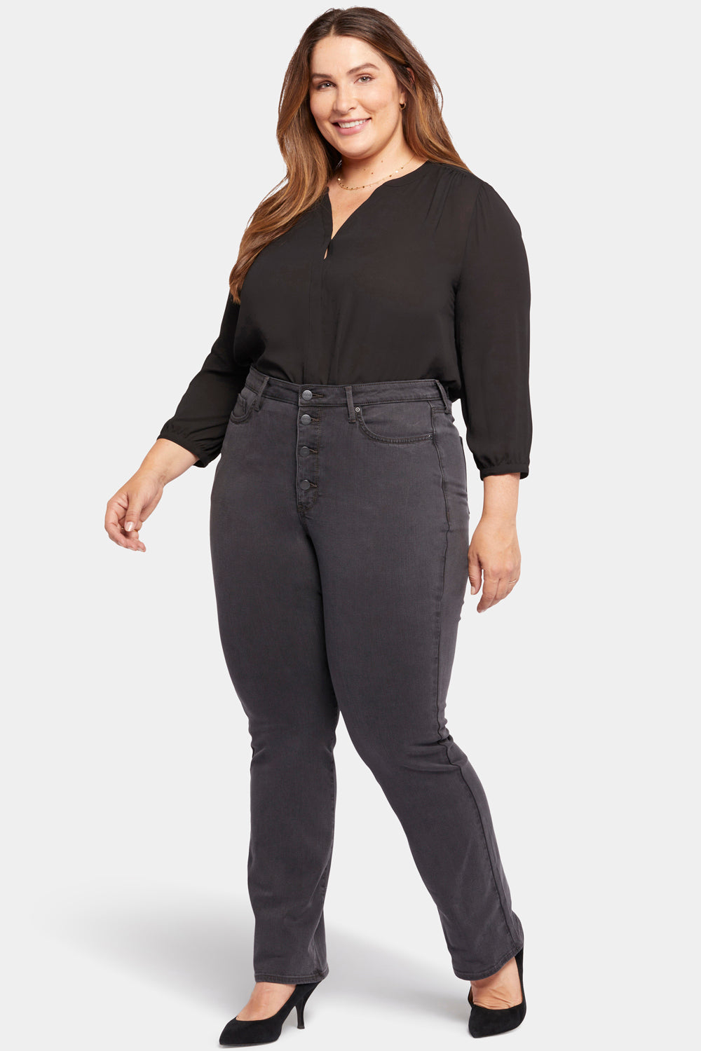 NYDJ Barbara Bootcut Jeans In Plus Size In Sure Stretch® Denim With Exposed Button Fly - Sierra