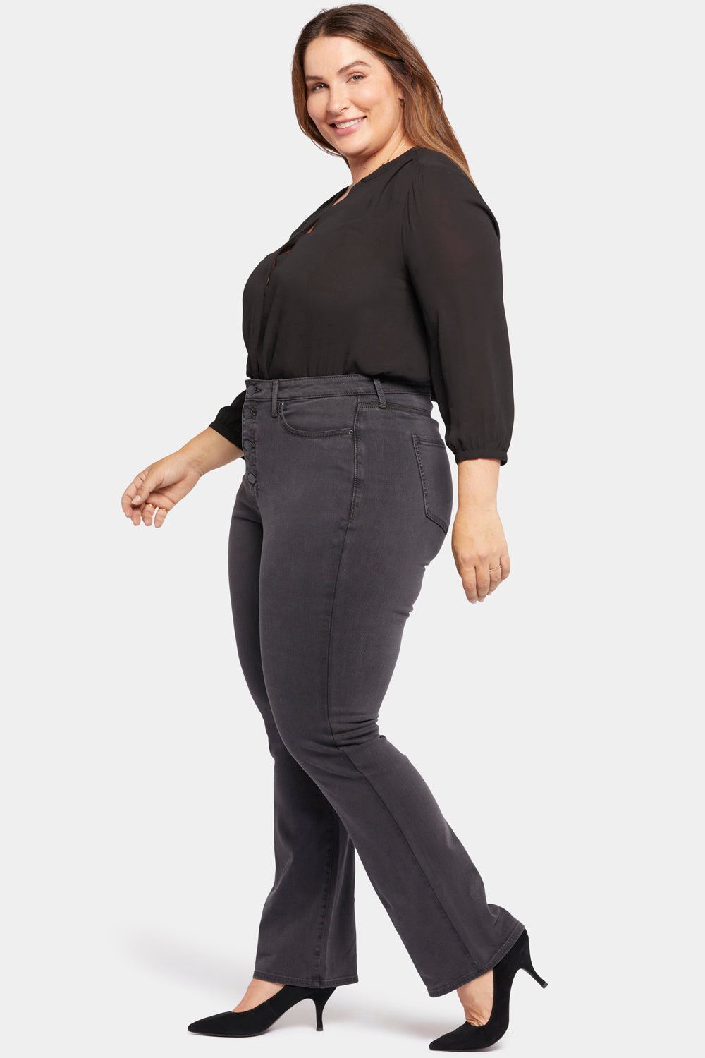 NYDJ Barbara Bootcut Jeans In Plus Size In Sure Stretch® Denim With Exposed Button Fly - Sierra