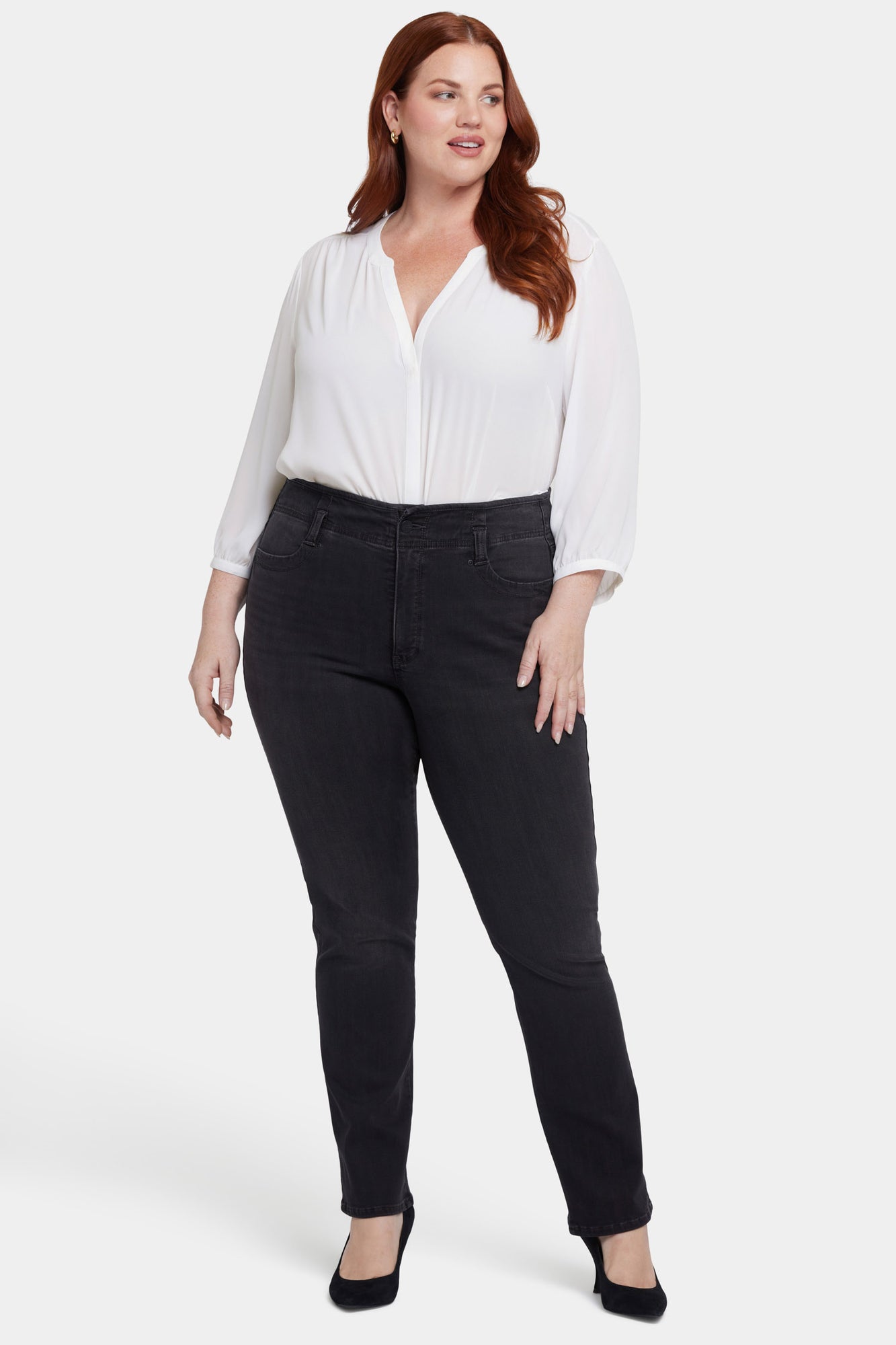 NYDJ Marilyn Straight Jeans In Plus Size In Sure Stretch® Denim With High Rise - Cordoba Cliff