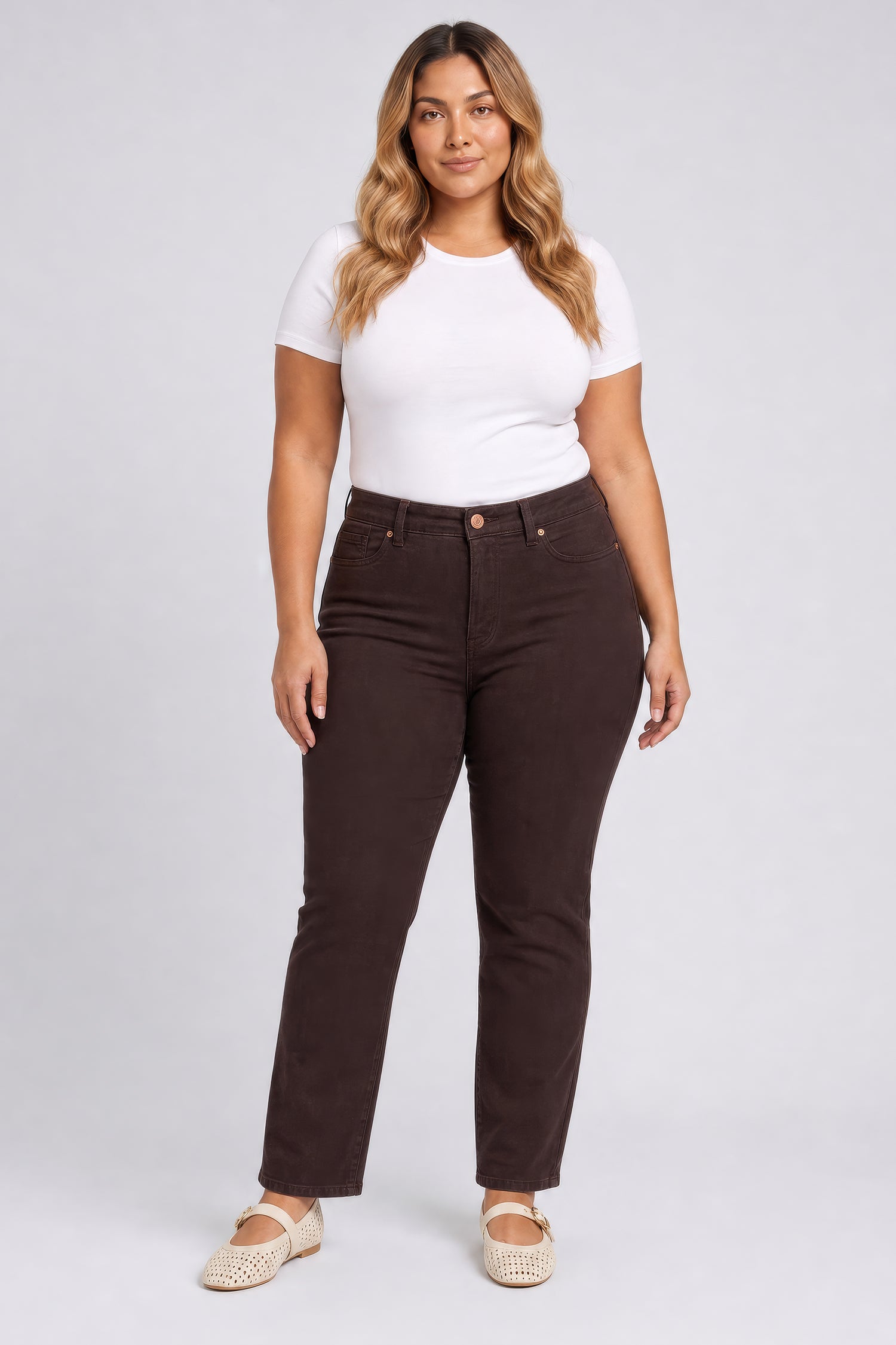NYDJ Marilyn Straight Jeans In Plus Size In Sure Stretch® Denim - Bitter Chocolate