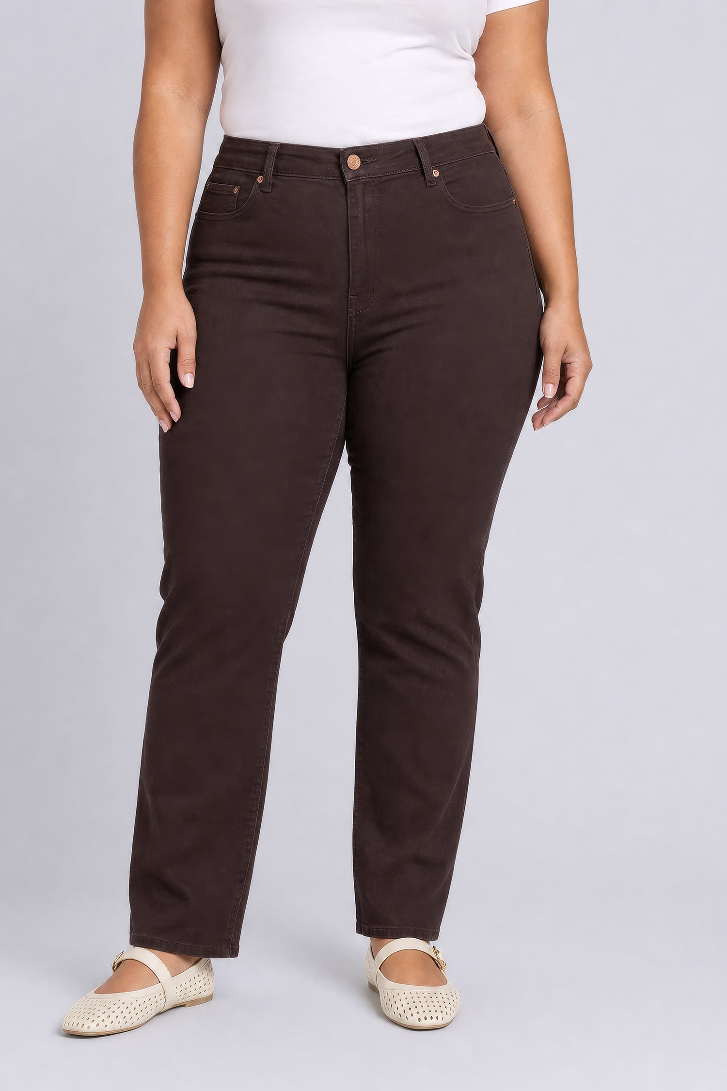 NYDJ Marilyn Straight Jeans In Plus Size In Sure Stretch® Denim - Bitter Chocolate