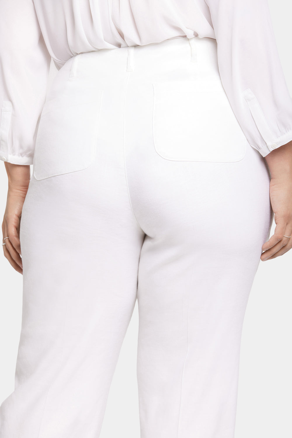 white plus size dress pants Marilyn Straight Pants In Plus Size In Stretch Linen - Optic White White