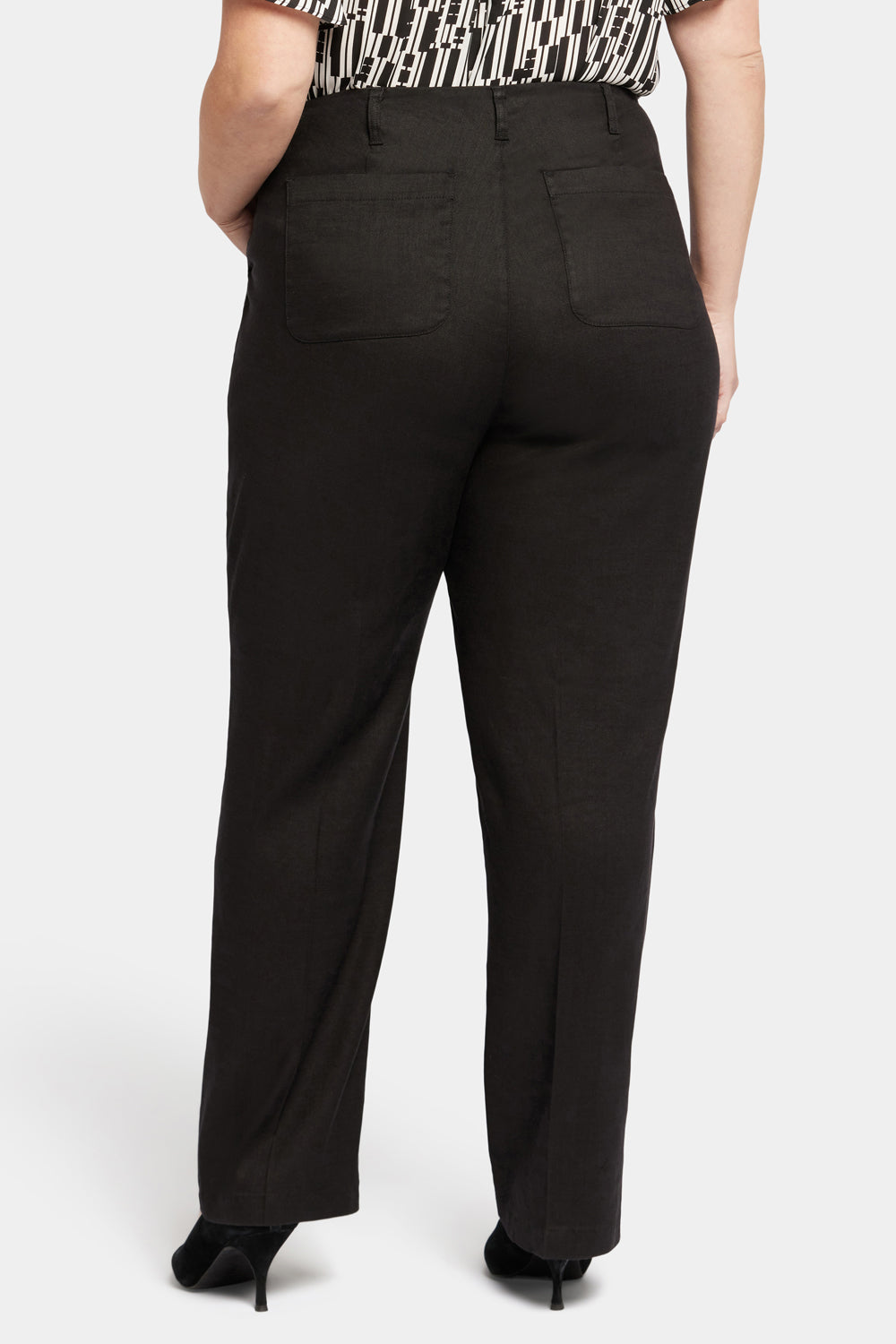 NYDJ Marilyn Straight Pants In Plus Size In Stretch Linen - Black