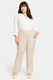 NYDJ Marilyn Straight Pants In Plus Size In Stretch Linen - Feather