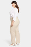 NYDJ Marilyn Straight Pants In Plus Size In Stretch Linen - Feather