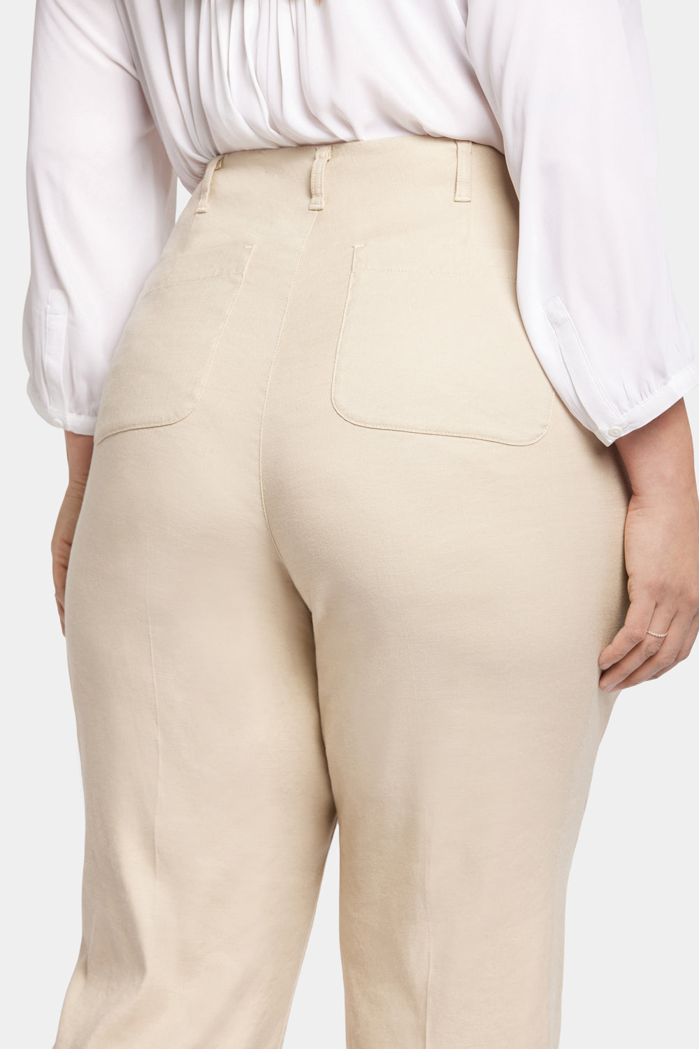 NYDJ Marilyn Straight Pants In Plus Size In Stretch Linen - Feather