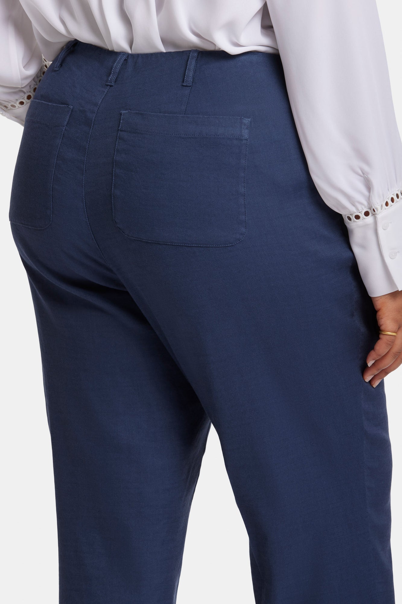 NYDJ Marilyn Straight Pants In Plus Size In Stretch Linen - Oxford Navy