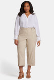 NYDJ Wide Leg Cargo Capri Pants In Plus Size In Stretch Linen - Feather