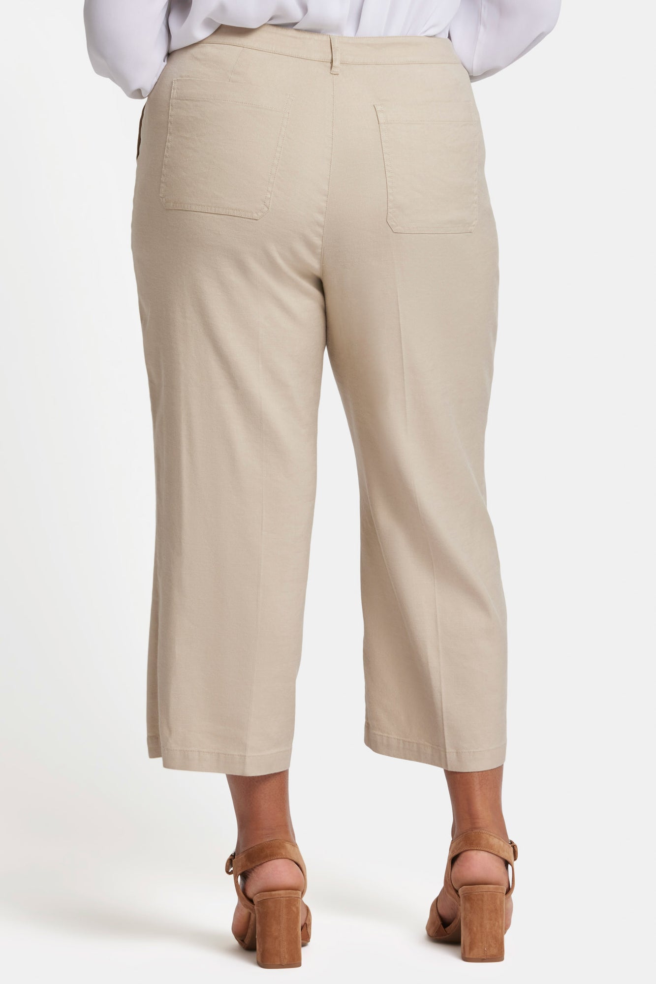 NYDJ Wide Leg Cargo Capri Pants In Plus Size In Stretch Linen - Feather