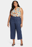 NYDJ Wide Leg Cargo Capri Pants In Plus Size In Stretch Linen - Oxford Navy