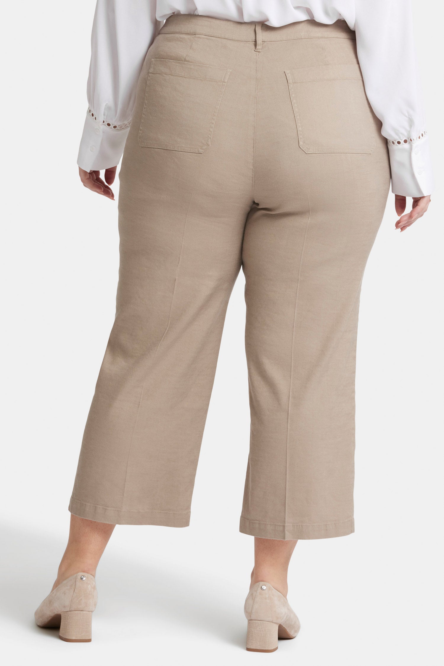 NYDJ Wide Leg Cargo Capri Pants In Plus Size In Stretch Linen - Saddlewood