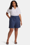 NYDJ Relaxed Shorts In Plus Size In Stretch Linen - Oxford Navy