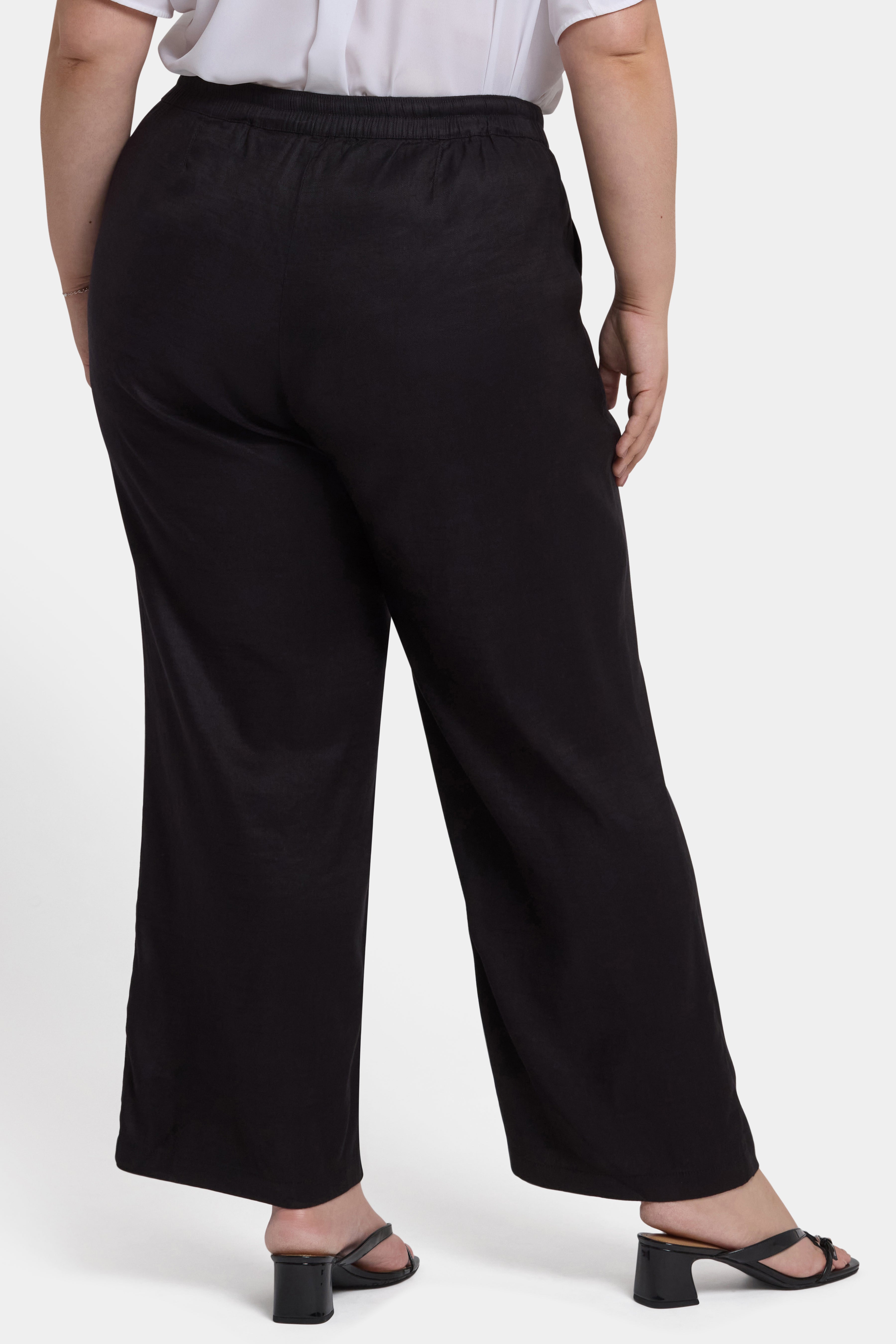 Relaxed Drawstring Pull-On Pants In Plus Size In Stretch Linen