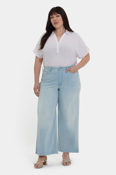 NYDJ Brodi Wide Leg Ankle Jeans In Plus Size In Cool Embrace® Denim With High Rise And Frayed Hems - Clear Waters