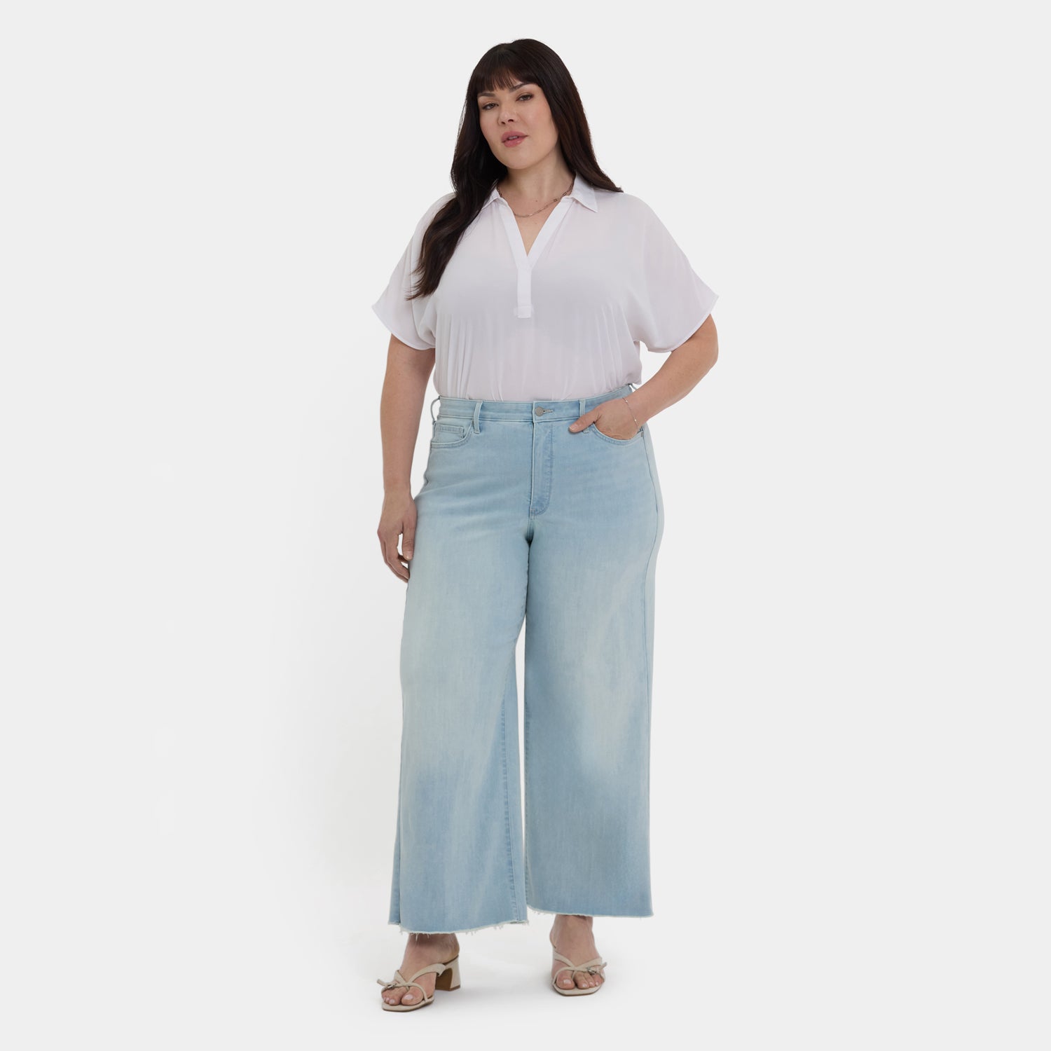 Brodi Wide Leg Ankle Jeans In Plus Size In Cool Embrace® Denim