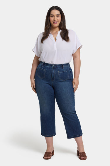 NYDJ Coco Relaxed Wide Leg Crop Jeans In Plus Size In Cool Embrace® Denim With High Rise And Front Patch Pockets - Rio Rapids