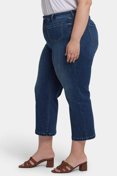 NYDJ Coco Relaxed Wide Leg Crop Jeans In Plus Size In Cool Embrace® Denim With High Rise And Front Patch Pockets - Rio Rapids