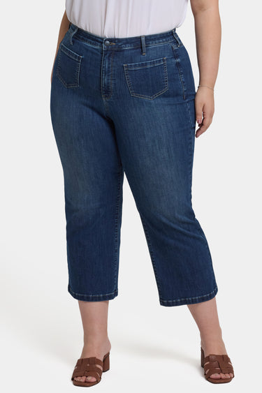 NYDJ Coco Relaxed Wide Leg Crop Jeans In Plus Size In Cool Embrace® Denim With High Rise And Front Patch Pockets - Rio Rapids