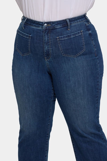 NYDJ Coco Relaxed Wide Leg Crop Jeans In Plus Size In Cool Embrace® Denim With High Rise And Front Patch Pockets - Rio Rapids