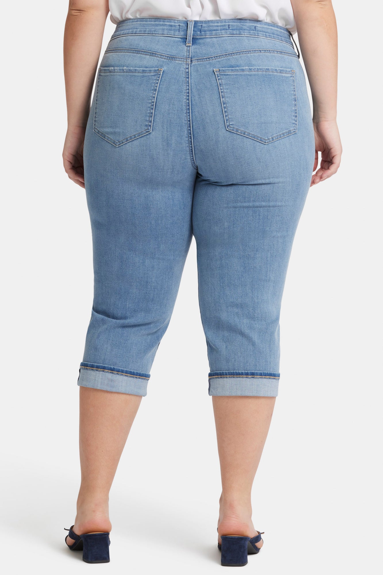 NYDJ Marilyn Straight Crop Jeans In Plus Size In Cool Embrace® Denim With Cuffs - Lakefront
