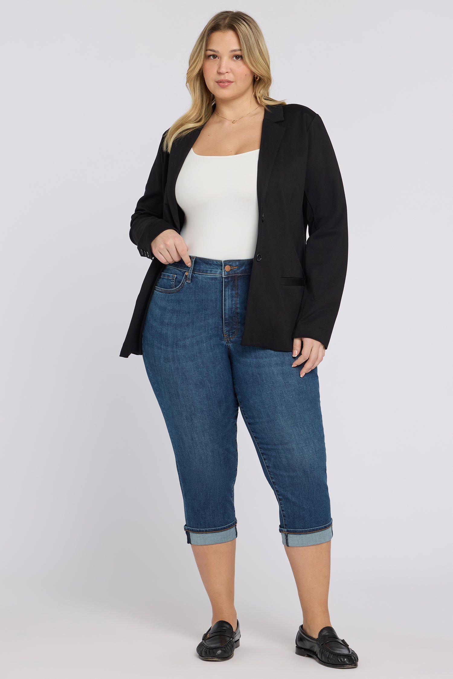 NYDJ Marilyn Straight Crop Jeans In Plus Size In Cool Embrace® Denim With Cuffs - Sunset Villa