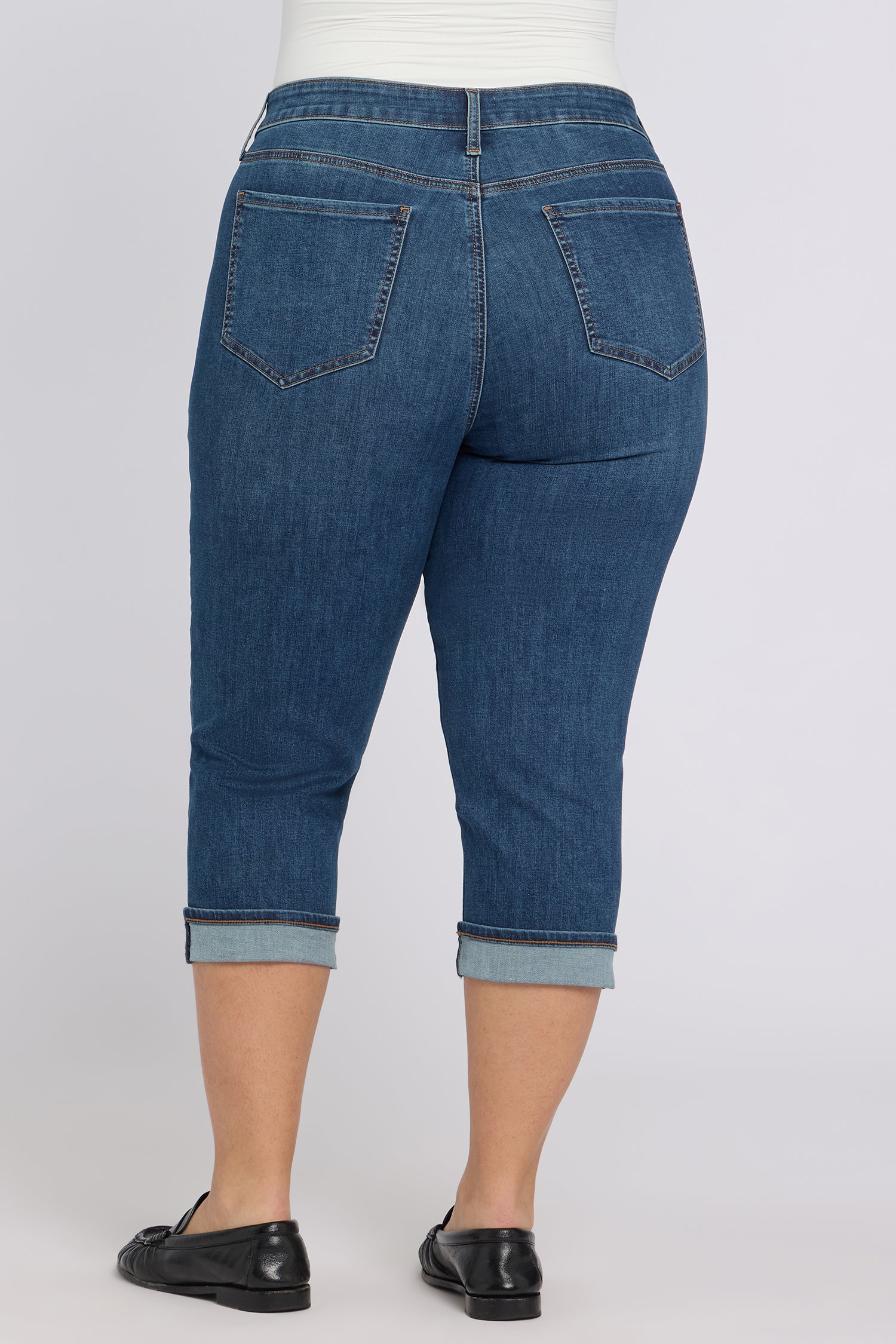 NYDJ Marilyn Straight Crop Jeans In Plus Size In Cool Embrace® Denim With Cuffs - Sunset Villa