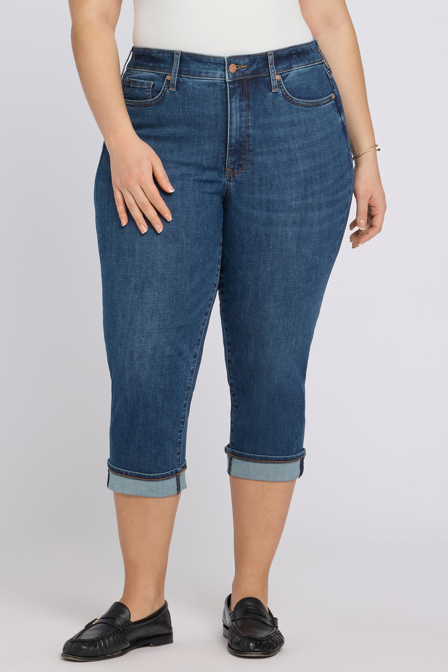 NYDJ Marilyn Straight Crop Jeans In Plus Size In Cool Embrace® Denim With Cuffs - Sunset Villa