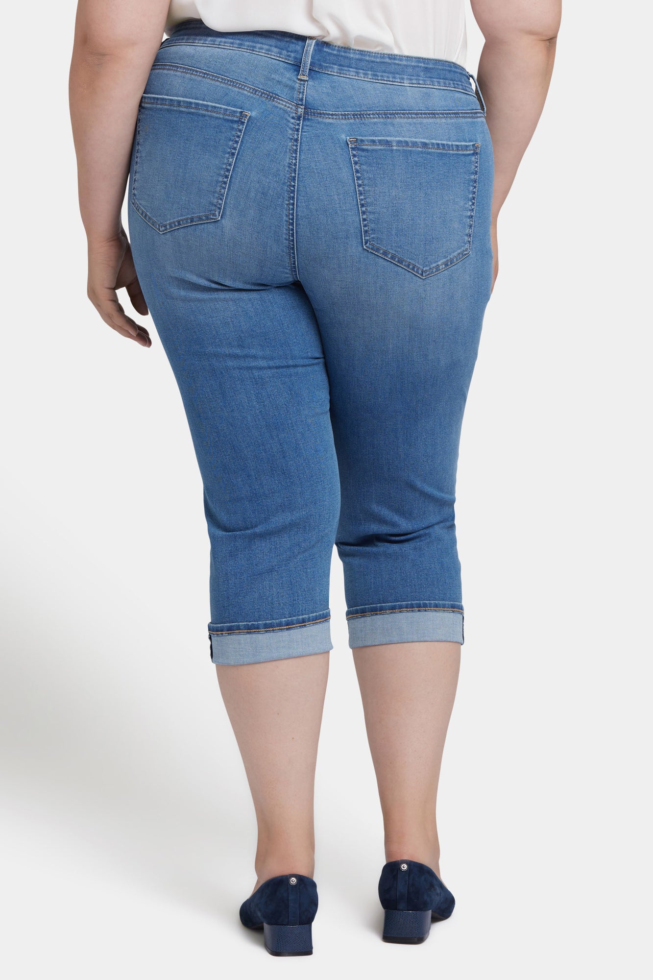 NYDJ Marilyn Straight Crop Jeans In Plus Size In Cool Embrace® Denim With Cuffs - Water Canyon