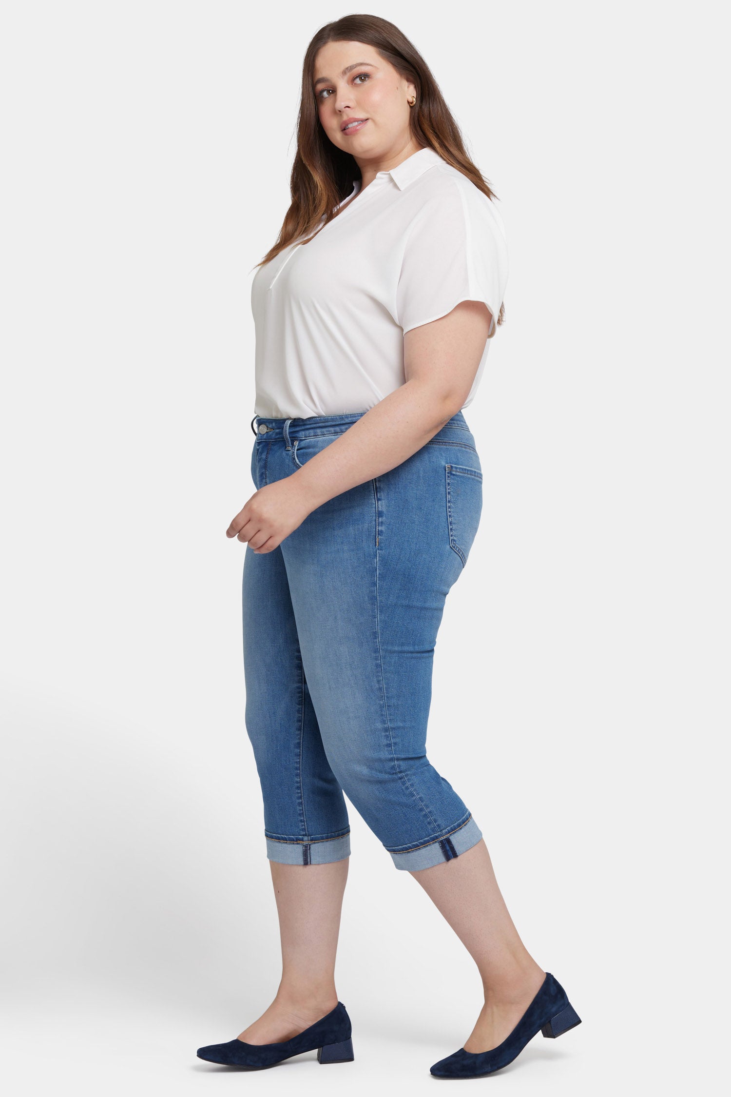 Marilyn Straight Crop Jeans In Plus Size In Cool Embrace® Denim