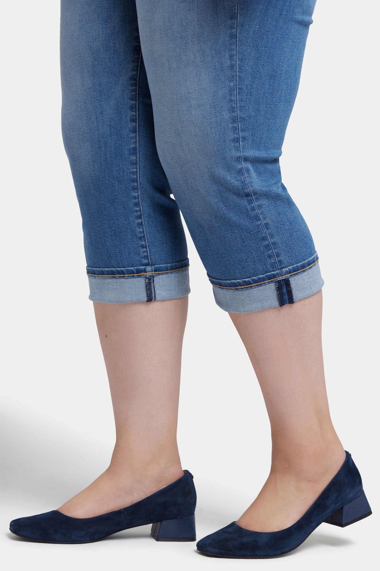 NYDJ Marilyn Straight Crop Jeans In Plus Size In Cool Embrace® Denim With Cuffs - Water Canyon