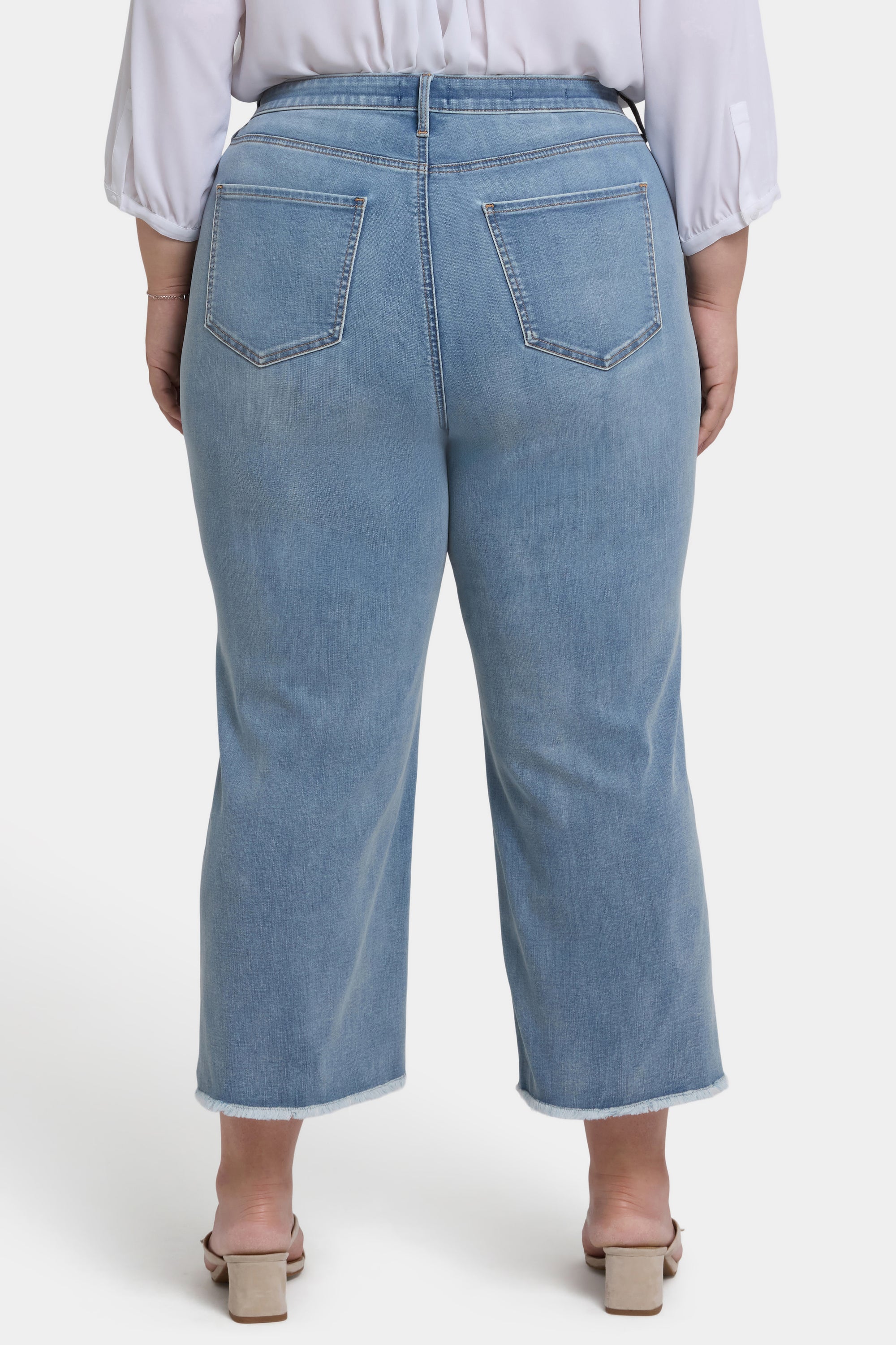 NYDJ Coco Relaxed Wide Leg Crop Jeans In Plus Size In Cool Embrace® Denim With High Rise And Frayed Hems - Santiago Sea